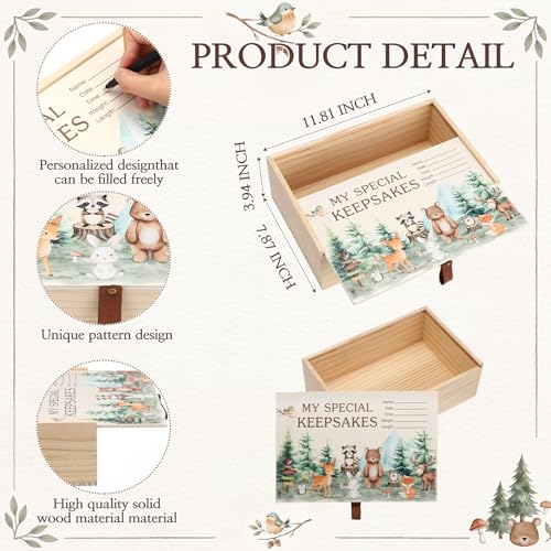 Thyle Wooden Baby Keepsake Box Jungle Animal Memory Newborn Baptism Gift - style: Jungle Animal