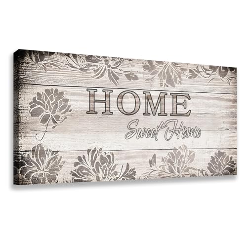 HUADAOART Home Sweet Home Canvas Wall Art – Framed Inspirational Quote Print for Living Room Entryway Farmhouse Decor Waterproof 20x40 Inch - size: 40"L x 20"W
