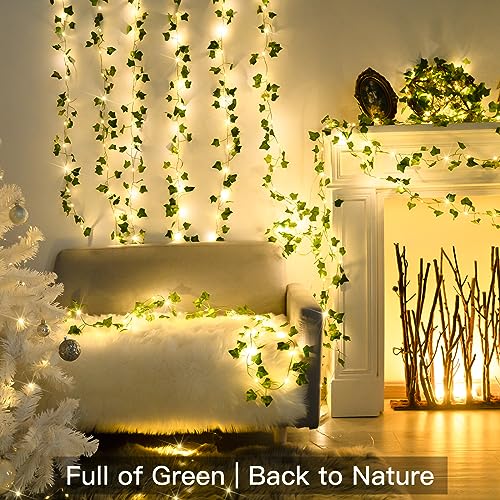 suddus 33FT 100LED Pothos Vine Fairy Lights Battery Operated Copper Wire - color: Pothos, size: 100 LED-Battery