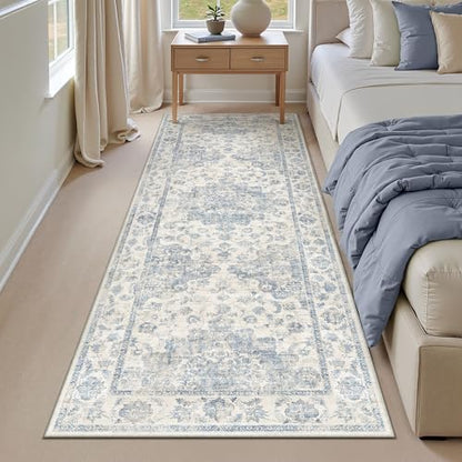 Washable Neutral Blue Kitchen Runner Rug Set of 3 - color: Neutral | Blue, size: 20"x32"+20"x48"+30"x50"