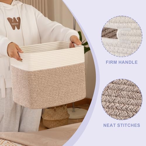 OIAHOMY 2 PACK Tall Storage baskets 30L Blanket Basket Living Room Brown - color: Brown, size: 15" x 9.8" x 11.8"