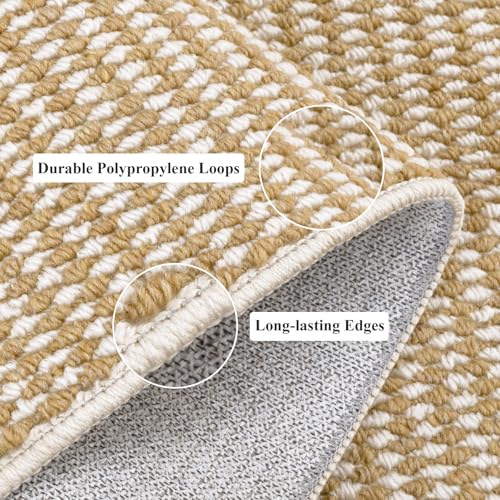 HEBE Washable Runner Rug 2'x8', Non Slip Low-Pile Hallway Rugs Runner - color: Beige/White, size: 2' x 8' (Rectangular)