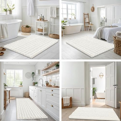 Smiry Bathroom Rugs 36X24, Extra Soft Rubber Backing Chenille Bath Mats - color: Ivory, size: 36'' X 24''