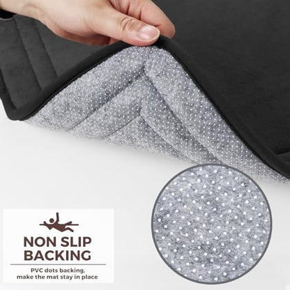 Black Bathroom Rug Set 2 Piece Memory Foam Microfiber Bath Mat - color: Black, size: 17 in x 24 in and 20 in x 32 in