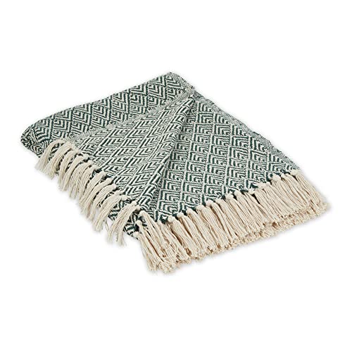 DII Diamond Throw Collection Cotton Woven, 50x60, Hunter Green - color: Hunter Green, size: 50x60"