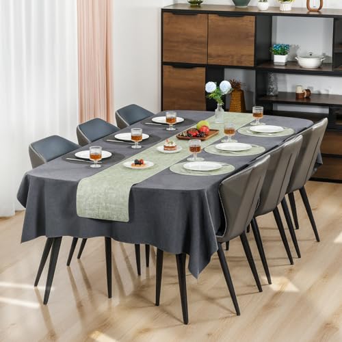 Myir JUN 14" Round Placemats Set of 4, Reversible Dual-Color Place Mats - color: Gray Grass Green