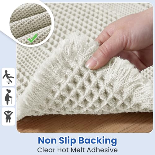 Waffle Bath Mat Non-Slip Bath Rugs Hallway Bedroom Beige White - color: Beige White, size: 20" x 32"