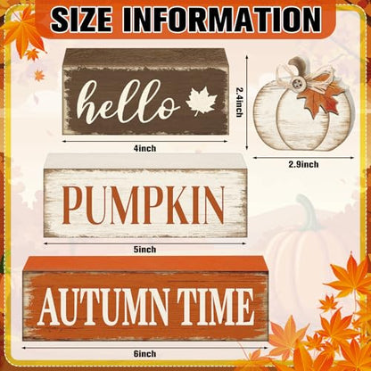 Yousoontic 4 Pcs Fall Pumpkin Maple Leaf Figurines, Rustic Farmhouse Decor - style: Autumn Pumpkin Maple Leaf