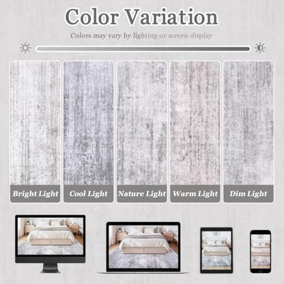 Tosuoka Washable Rug 8x10 Area Rugs for Living Room, Gray Abstract Soft - color: Grey, size: 8' x 10' (Rectangular)