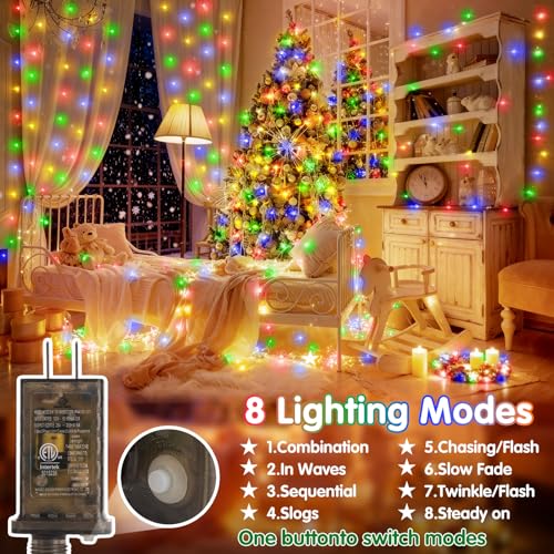KNONEW 532FT 1600LED Green Wire Outdoor Fairy Lights Plug in Multicolor - color: Multicolor, size: 532FT 1600 LED Green Wire