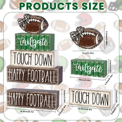 4Pcs Football Table Decoration Happy Football Wooden Block Sign - style: Football