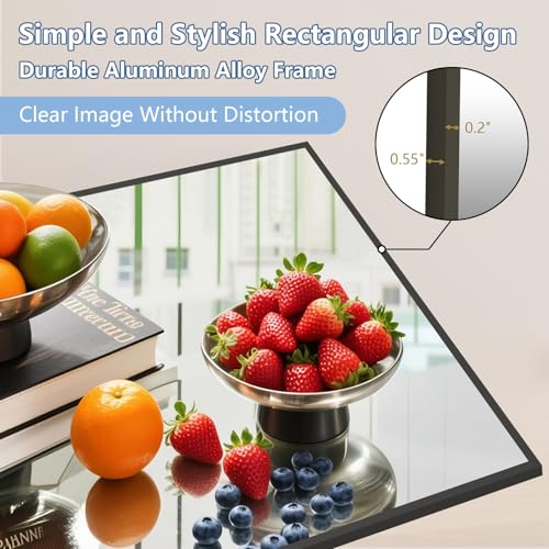 MirrMuse Oversized Standing Mirror Full Length, 76"X44" Extra with Stand - color: Black, size: 76"L x 44"W