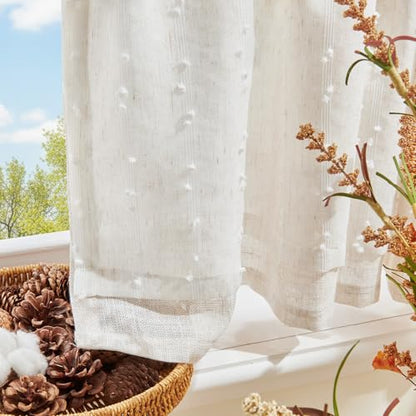 jinchan Kitchen Valance Curtain Double Layers, 50x16, 1 Panel, Whisper - color: Double | Dottie Linen Whisper, size: 50"W x 16"L (Pack of 1)