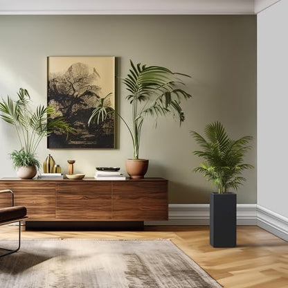 Kante Small Column Square Black Concrete Planter 19.9" H, Outdoor - color: Black, size: 19.9" H