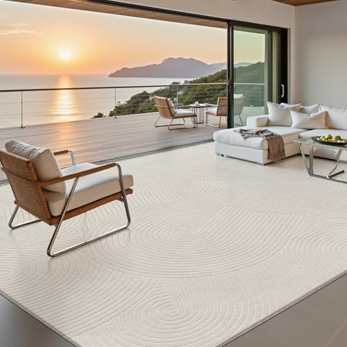 U'Artlines 9x12ft Washable Area Rug for Living Room, Beige - size: 9 x 12ft