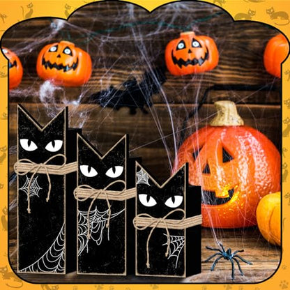 Britimes Halloween Black Cat Tray Decor, 3 Pack, Wooden - style: Black Cat