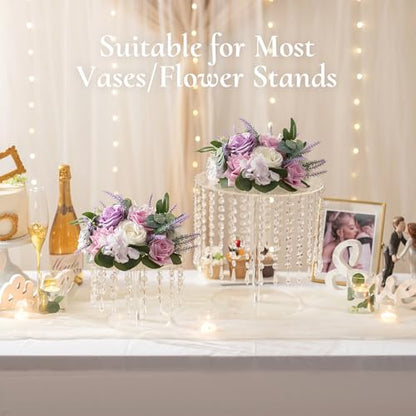Flower Centerpieces for Wedding Tables: Purple and White, 2Pcs - color: Purple & White, size: 2 PCS