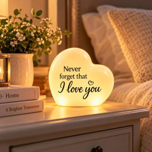 Gifts for Daughter from Mom Dad, “Never Forget That I Love You” Heart LED Light, Meaningful Gifts for Daughter, Son, Mom, Grandma, Wife, Girlfriend, Birthday Christmas Valentine’s Day Gifts - color: Love