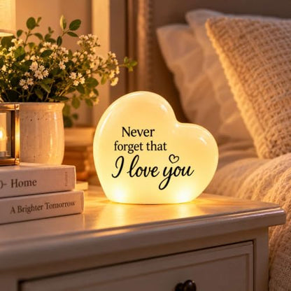 Gifts for Daughter from Mom Dad, “Never Forget That I Love You” Heart LED Light, Meaningful Gifts for Daughter, Son, Mom, Grandma, Wife, Girlfriend, Birthday Christmas Valentine’s Day Gifts - color: Love