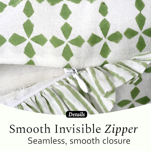 CPC Kelly Green Block Print Ruffle Pillow Cover 18x18 Inch, Pack of 2 - color: Kelly Green, size: 18" x 18" (Pack of 2)