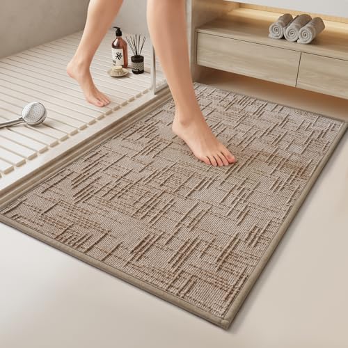 Bath Mat Non Slip,Quick Dry Bathroom Rug Under Door,24"x36",Brown - color: A- Brown, size: 24" x 36"