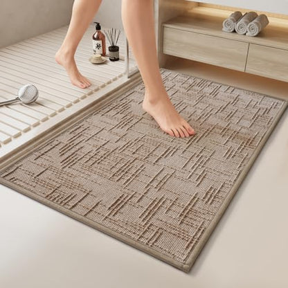 Bath Mat Non Slip,Quick Dry Bathroom Rug Under Door,24"x36",Brown - color: A- Brown, size: 24" x 36"