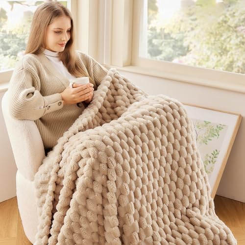 NEWCOSPLAY Fleece Clouds Cozy Throw Blanket for Couch, Brown, 50"x60" - color: Brown, size: Throw(50"x60")