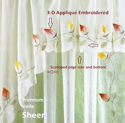 Today's Curtain,Vineyard 3-D Appliqué,Swag 38", Ecru, 60" W x 38" L - color: Ecru, size: 60"W x 38"L (Pack of 1)