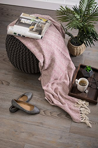 DII Diamond Stitch Woven Throw, Organic Modern, 50 x 60, Rose - color: Rose