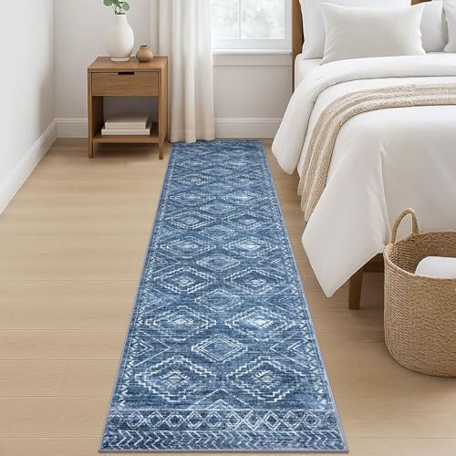 KILOCOCO Washable Runner Rug 2x8 ft Runners for Hallway, Stonewashed Blue - color: Stonewashed Blue, size: 2' x 8' (Runner)