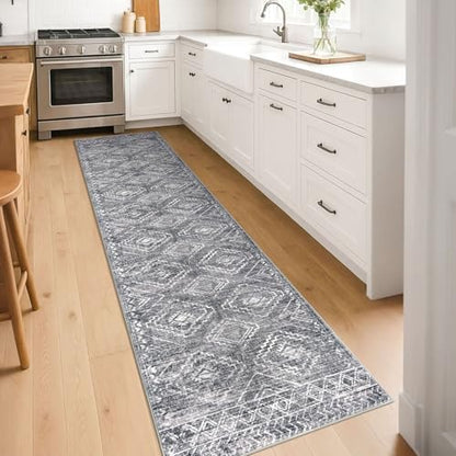 KILOCOCO Washable Runner Rug 2x8 ft Non-Slip Hallway Runners, Grey - color: Grey, size: 2' x 8' (Runner)