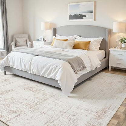 4x6 Washable Area Rug for Living Room Bedroom: Non-Slip Modern Beige White - color: Beige/White, size: 4' x 6' (Rectangular)
