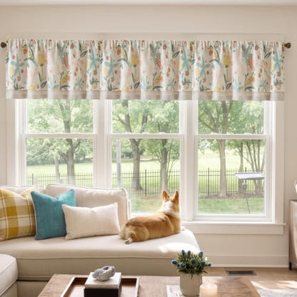 jinchan Floral Linen Window Valance Curtain, 50x18, 1 Panel, Green - color: Averie | Dusty Green, size: 50"W x 18"L (Pack of 1)