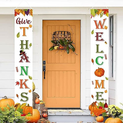 Thanksgiving Decorations Indoor Outdoor GIVE THANKS Banner 72"X12"