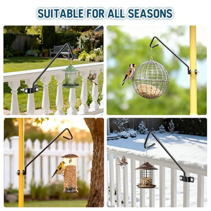 MIXXIDEA 11 Inch Long Fence Deck Hook Rail Hanging Mounting Kit Heavy Duty Bird Feeder Hook Decorative Hanger for Bird Feeders Planters Suet Baskets Lanterns on Balcony Porch Railing Fence - size: 11in Long Fence Hook-1 Pack