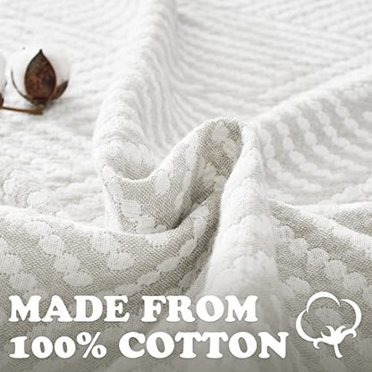 jinchan 100% Cotton Muslin Blanket Twin Boho Throw Blanket 50x60 Stone Gray - color: B. Square Grey, size: 50"x60"