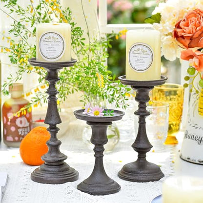 Sungmor Rustic Cast Iron Pillar Candle Holder, 9.6 Inches Tall - color: Large - 9.4inch Tall