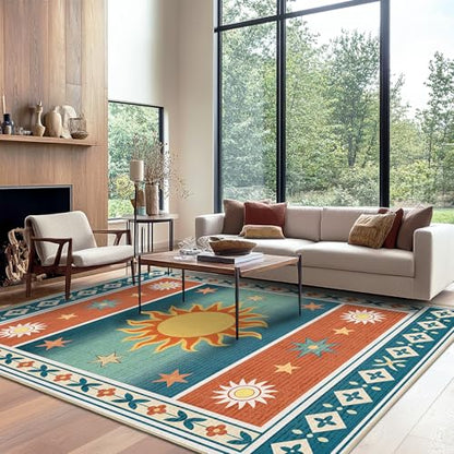 9x12 Area Rug for Living Room Sun Rugs Boho Southwestern Machine Washable - color: Sun, size: 9' x 12' (Rectangular)