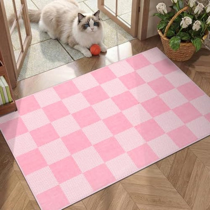 GarveeHome Checkered Pink 9x12 Area Rug for Living Room Bedroom - color: Blush Pink, size: 9' x 12' (Rectangular)