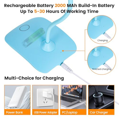 Portable Battery Powered Desk Lamp Small Rechargeable LED Table Light - color: Blue（2PACK)
