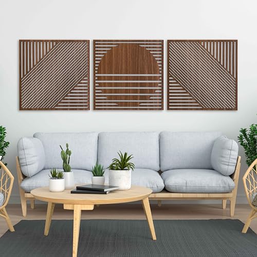 Boho Wall Art Mid Century Modern Style, Large Wood Wall Art for Modern Interiors, Handcrafted Wooden Wall Decoration, Boho Wood Wall Decor