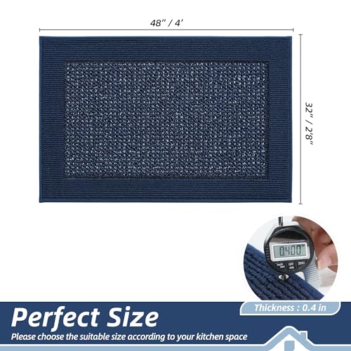 BEQHAUSE Kitchen Rugs 32"x48", Non Slip Kitchen Floor Mats Washable, Blue - color: Blue, size: 32" X 48" (Rectangular)