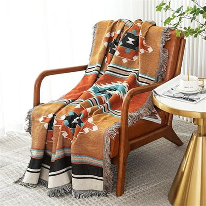 Homesy Aztec Throw Blanket Native Southwestern Bed Blankets 63"x87" Brown - color: Brown, size: 63"x87"