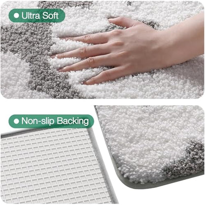 LUMI Square Bathroom Rug 26x26, Soft Absorbent Bath Mat, Non Slip - color: Elegant Black, size: 26"x26"