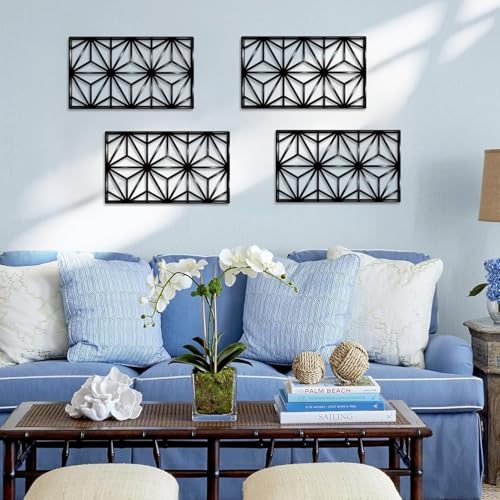 DUOOLN 2 Pcs Black Abstract Metal Wall Decor, Geometrical Single Line Art - color: Black - Rectangular