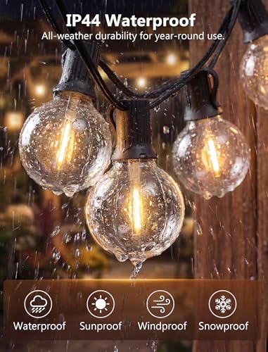 25Ft G40 LED Outdoor String Lights Waterproof with 27 Shatterproof Bulbs - color: Black, size: 25Ft