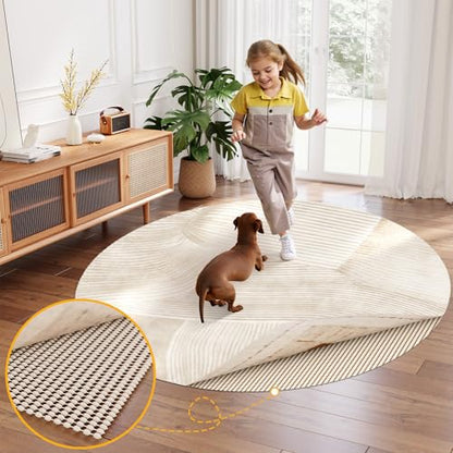 Jorvila Non-Slip Rug Pad Gripper Round 4 Ft - color: White, size: 4' (Round)