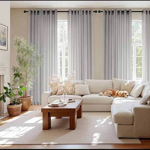 NICETOWN Semi Sheer Curtains 84 Inch Length 2 Panels Set for Living Room - color: Silver Grey, size: 52"W x 84"L (Pack of 2)