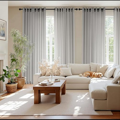NICETOWN Semi Sheer Curtains 84 Inch Length 2 Panels Set for Living Room - color: Silver Grey, size: 52"W x 84"L (Pack of 2)