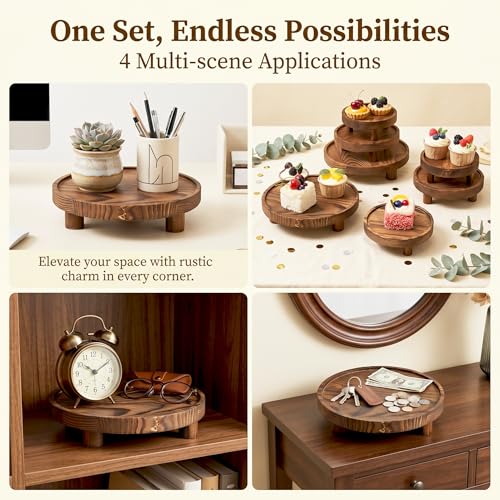 6 PCS 5/6/8 Inch Wood Risers Display Stands,Round Mini Tray Stand - size: 5/6/8 In